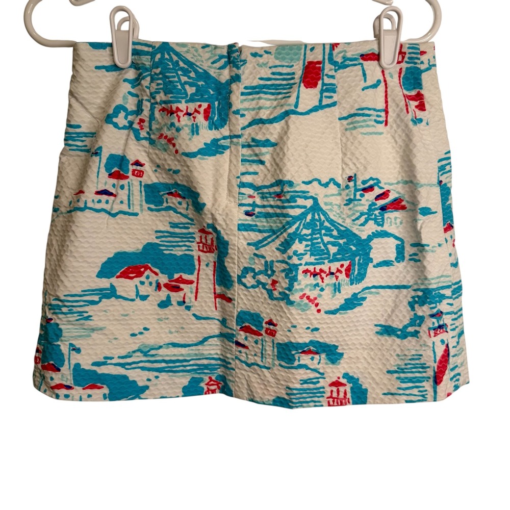Lilly Pulitzer Tate Watch out Lighthouse Seersucker Mini Skirt Pink White Sz 2 - Picture 2 of 9